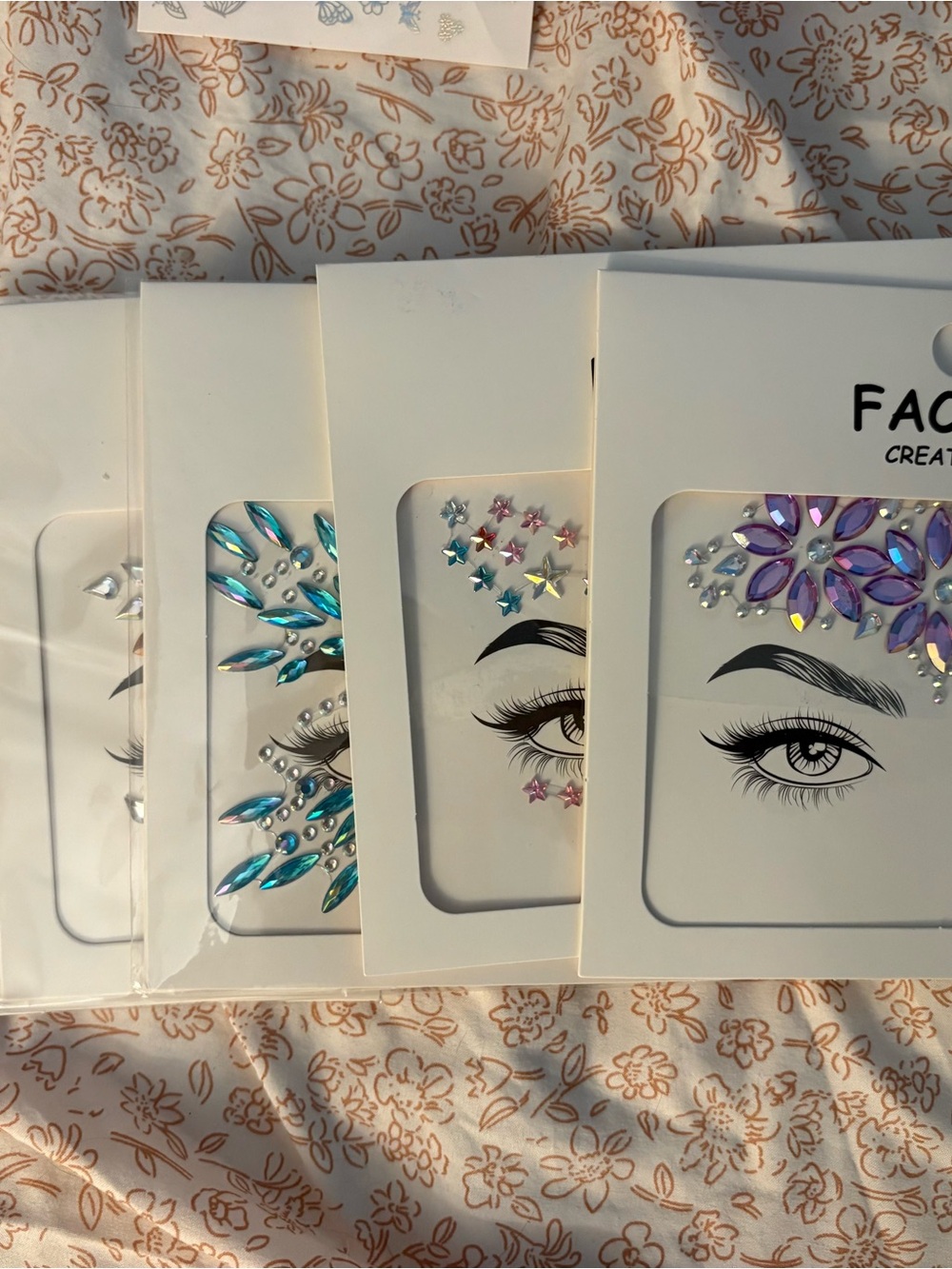 Iridescent Face Gemstone Stickers for Eyes - Purple & Blue